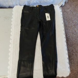 Black stretch for leather skinny leggings